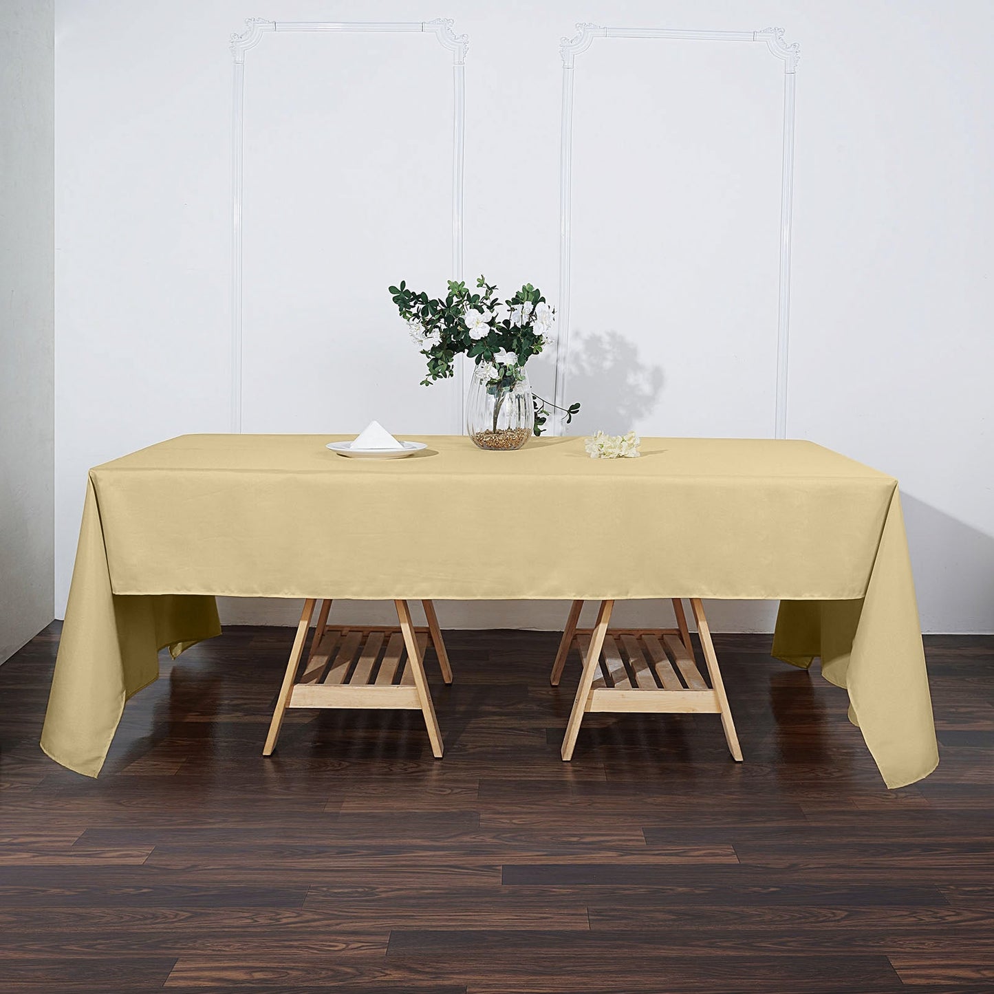 Champagne Rectangular Polyester Tablecloth 60 Inch x 126 Inch Seamless