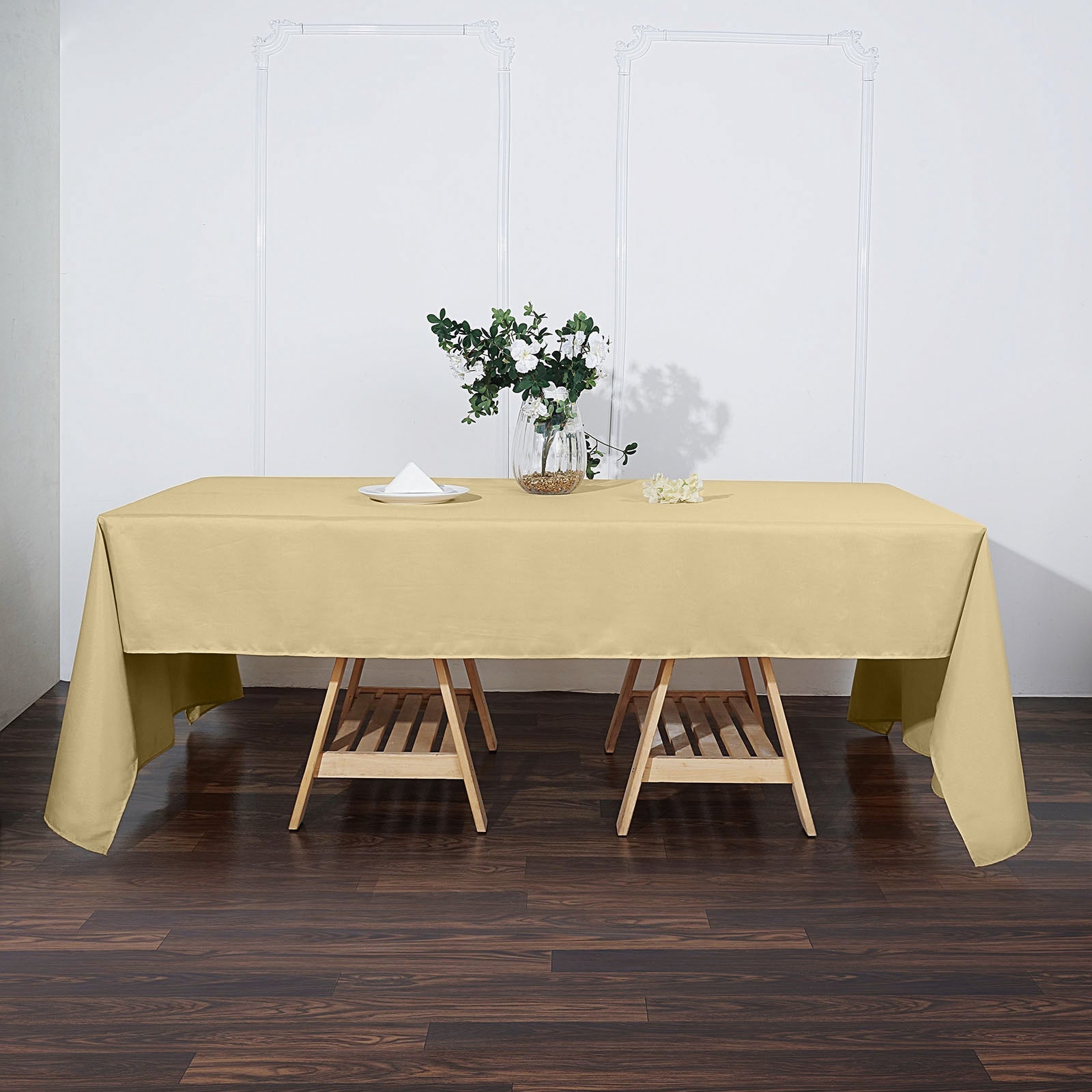 Champagne Rectangular Polyester Tablecloth 60 Inch x 126 Inch Seamless