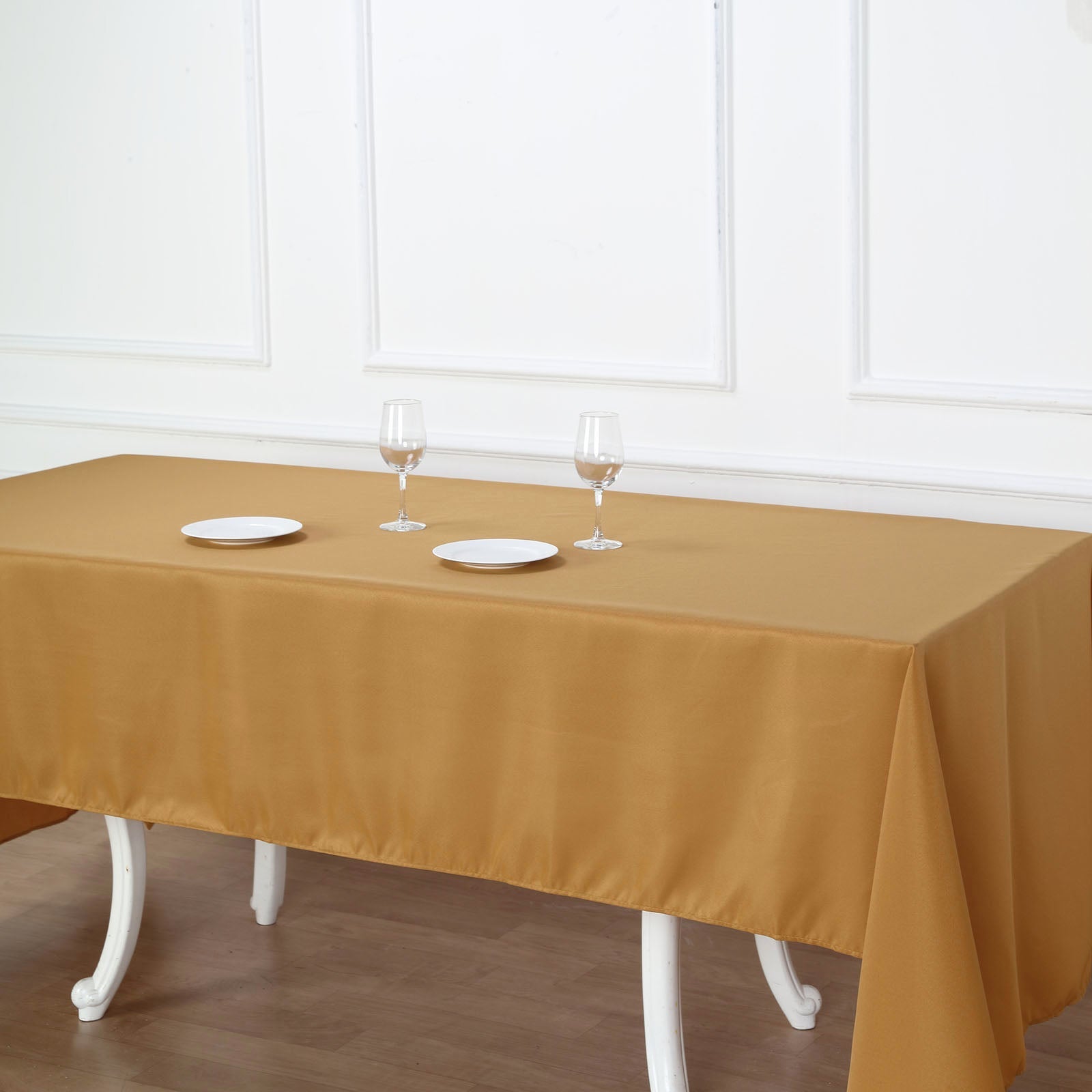 60x126Inch Gold Seamless Polyester Rectangular Tablecloth