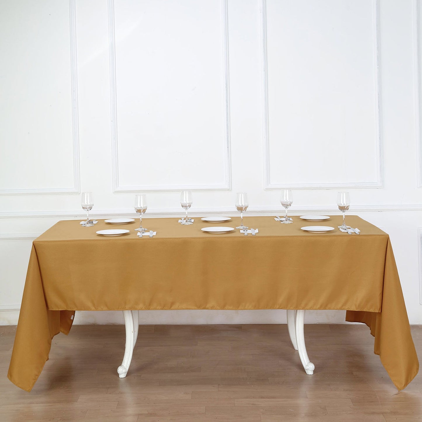 60x126Inch Gold Seamless Polyester Rectangular Tablecloth