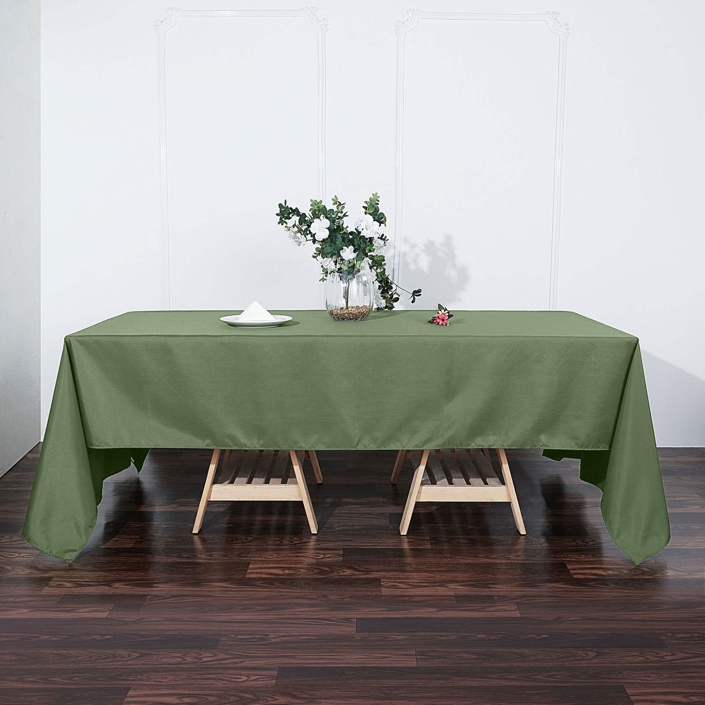 Olive Green Rectangular Polyester Tablecloth 60 Inch x 126 Inch Seamless