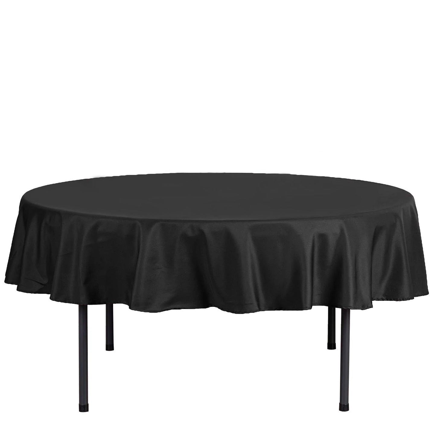 70 Inch Tablecloth In Black Polyester Linen Round