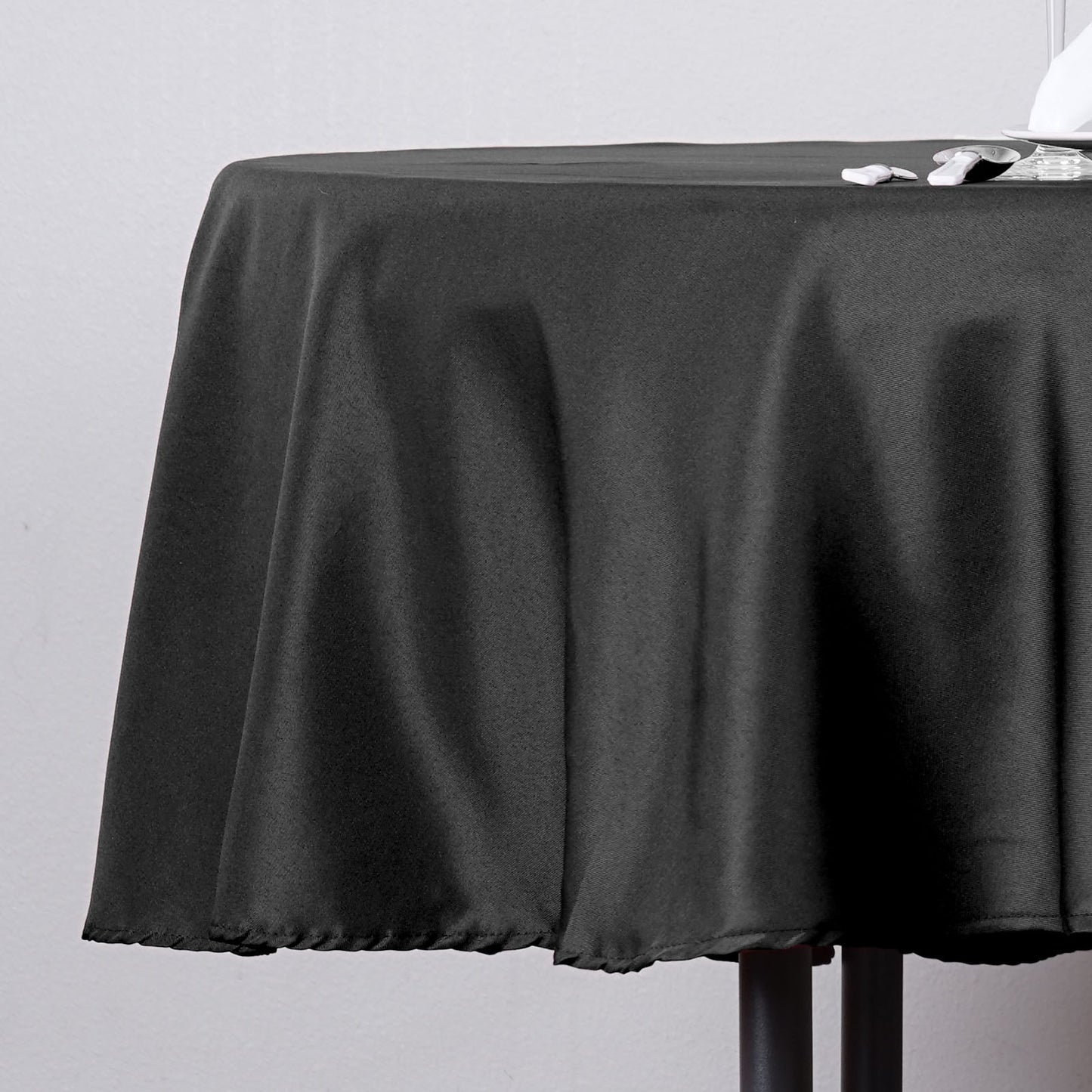 Black Polyester Linen Tablecloth 70 Inch Round