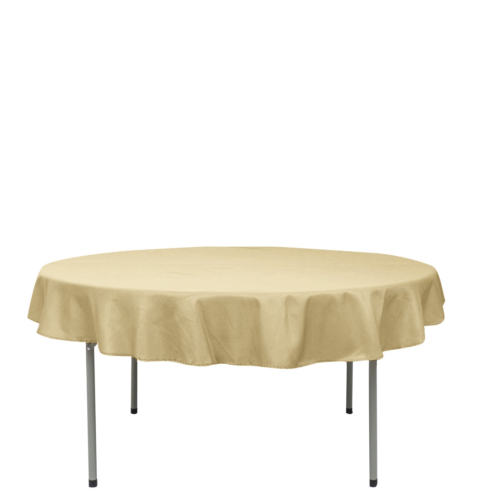 Polyester Linen Round Tablecloth Champagne 70 Inches