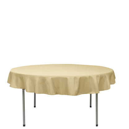 Polyester Linen Round Tablecloth Champagne 70 Inches