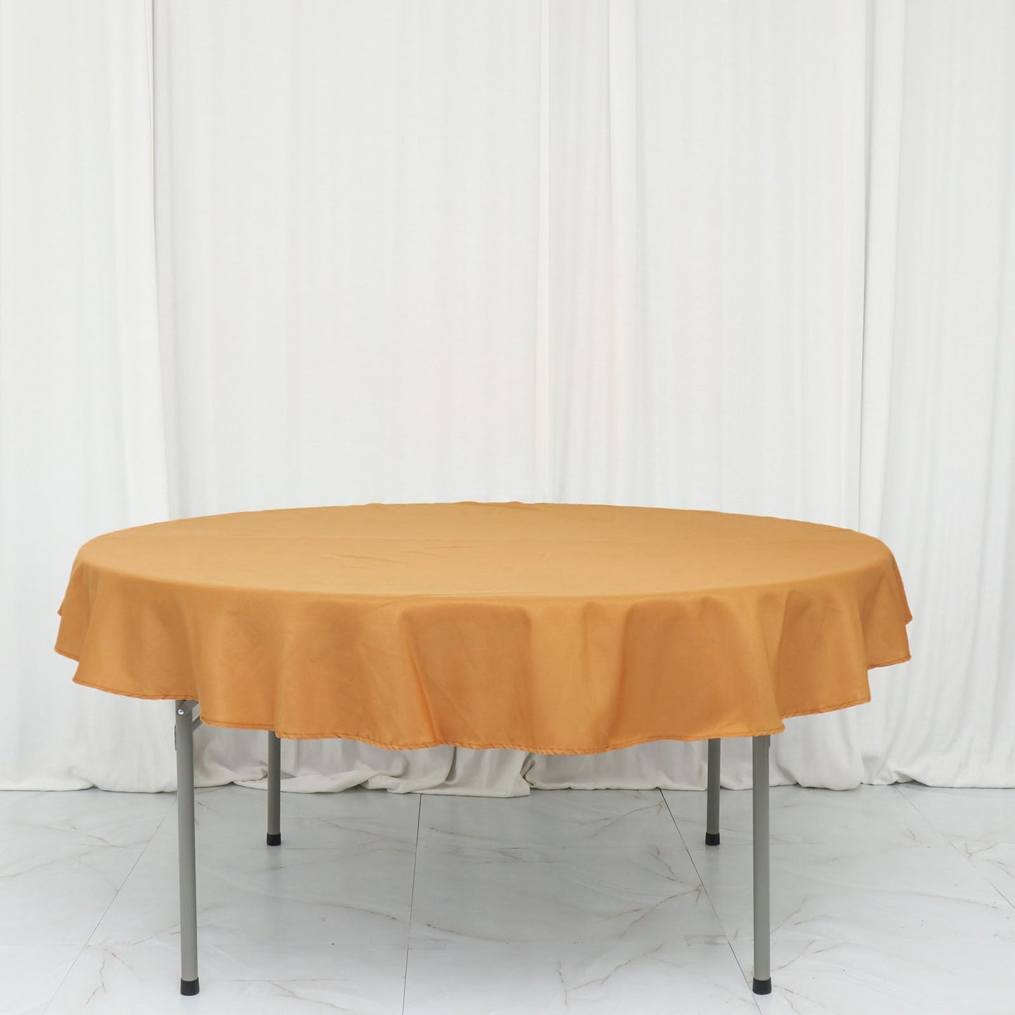 70" Round Gold Polyester Linen Tablecloth