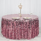120" Big Payette Pink Sequin Round Tablecloth Premium Collection