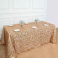 Matte champagne big payette sequin tablecloth on a rectangular table.