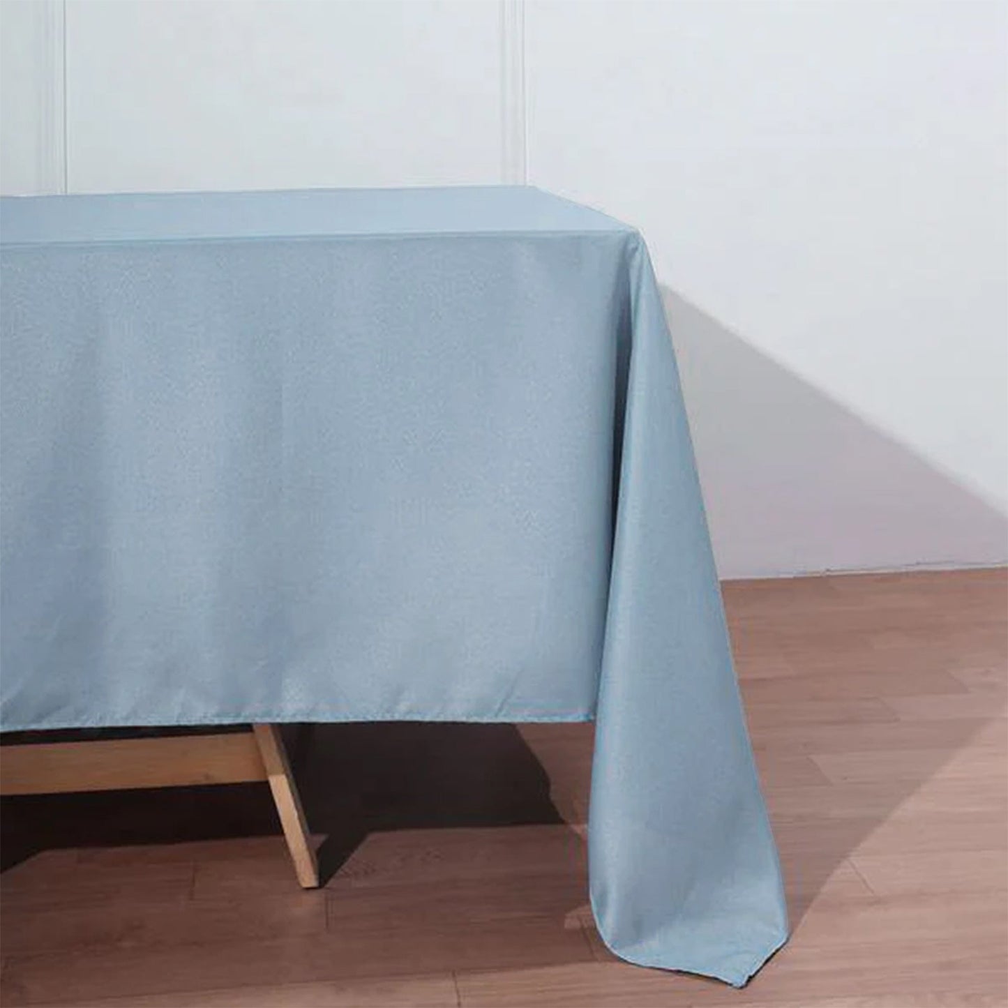 Dusty Blue Rectangle Polyester Reusable Linen Tablecloth 72 Inch x 120 Inch