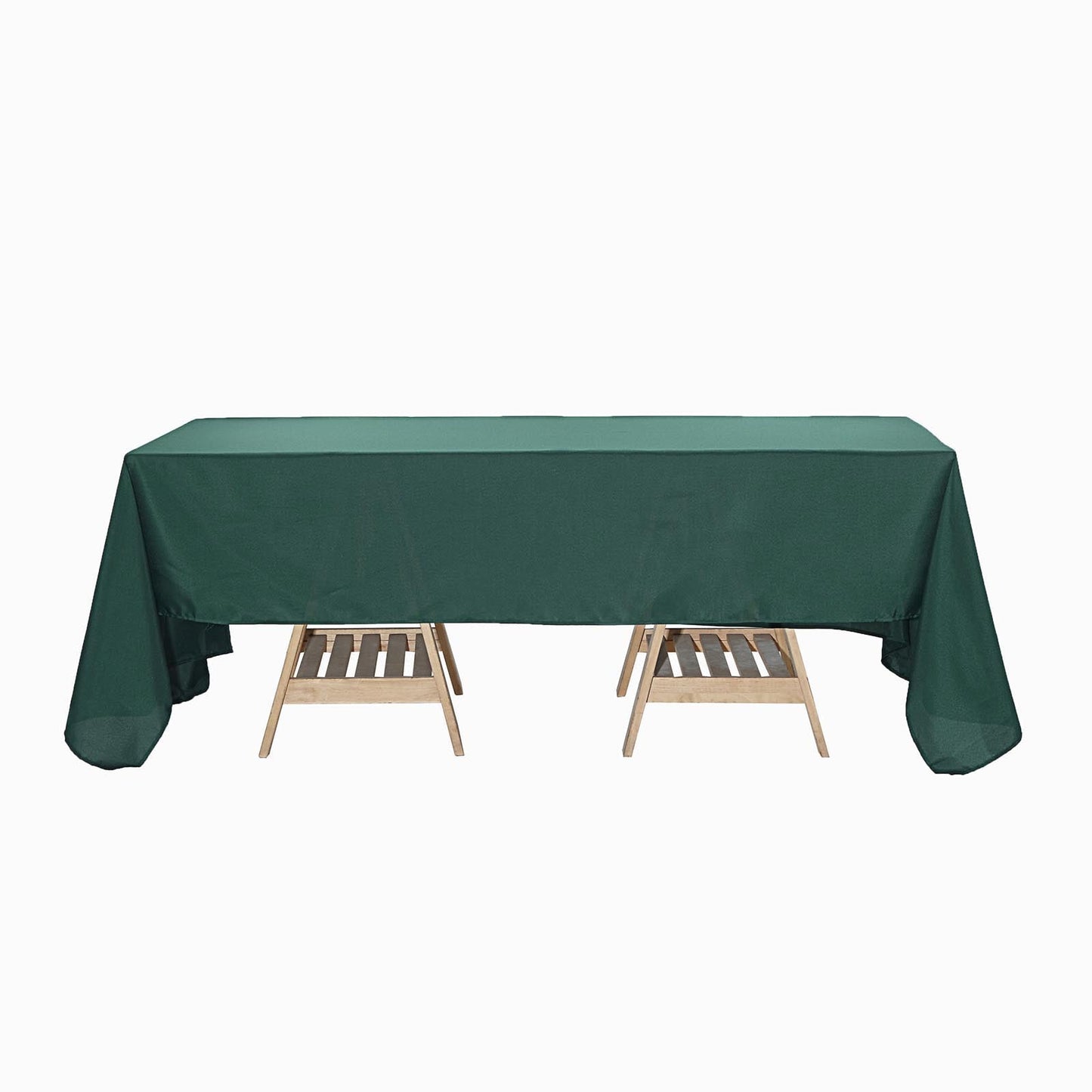 Rectangular Polyester Hunter Emerald Green Reusable Linen Tablecloth 72 Inch x 120 Inch