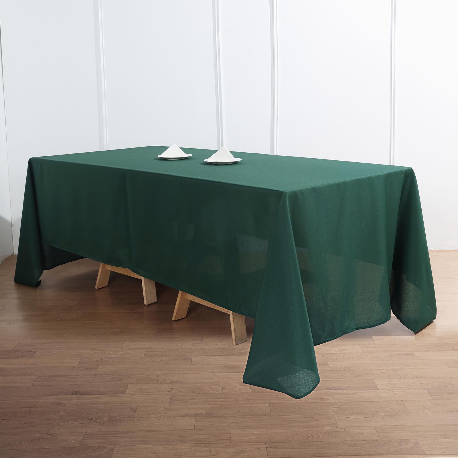 72 Inch x 120 Inch Rectangular Polyester Hunter Emerald Green Reusable Linen Tablecloth