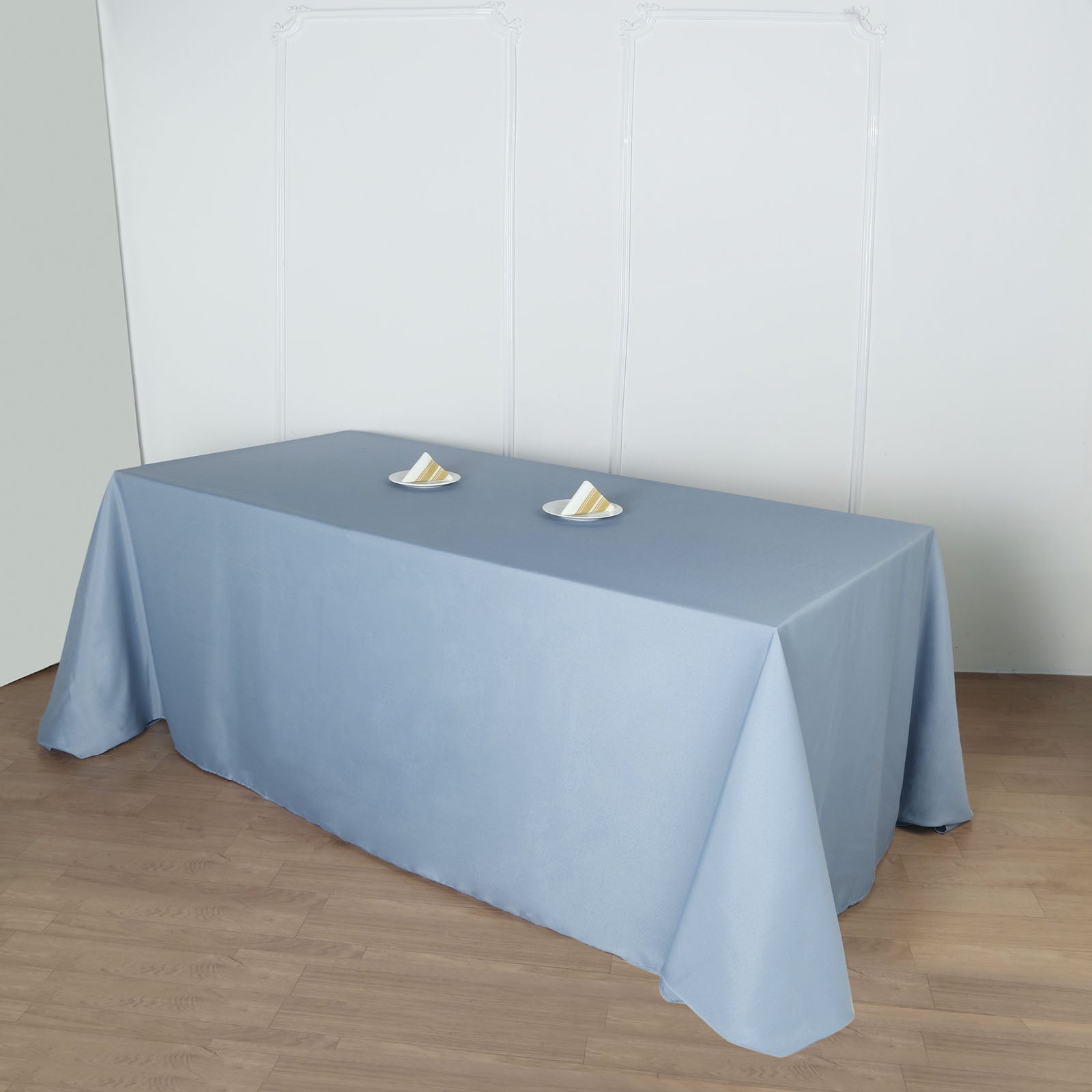 Polyester Rectangular Tablecloth 90 Inch x 132 Inch in Dusty Blue Color
