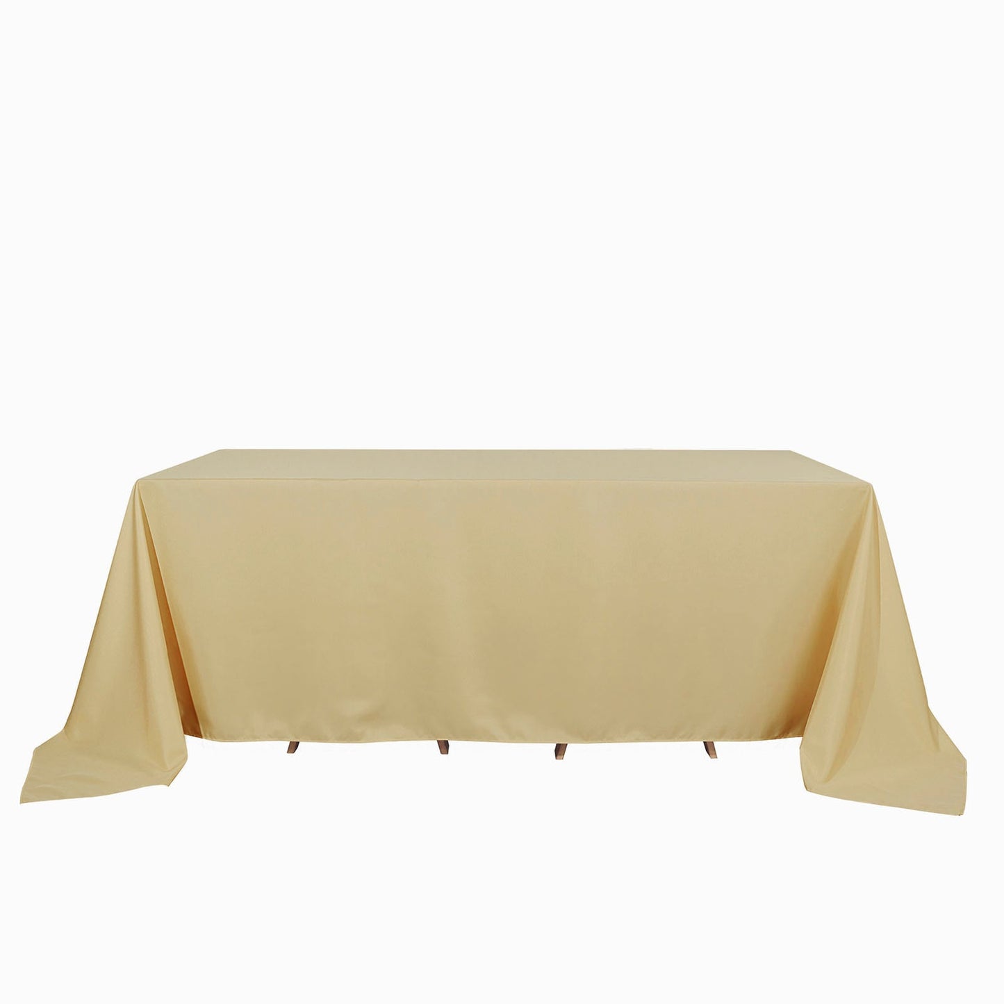 Champagne Rectangular Tablecloth 90 Inch x 132 Inch Polyester 