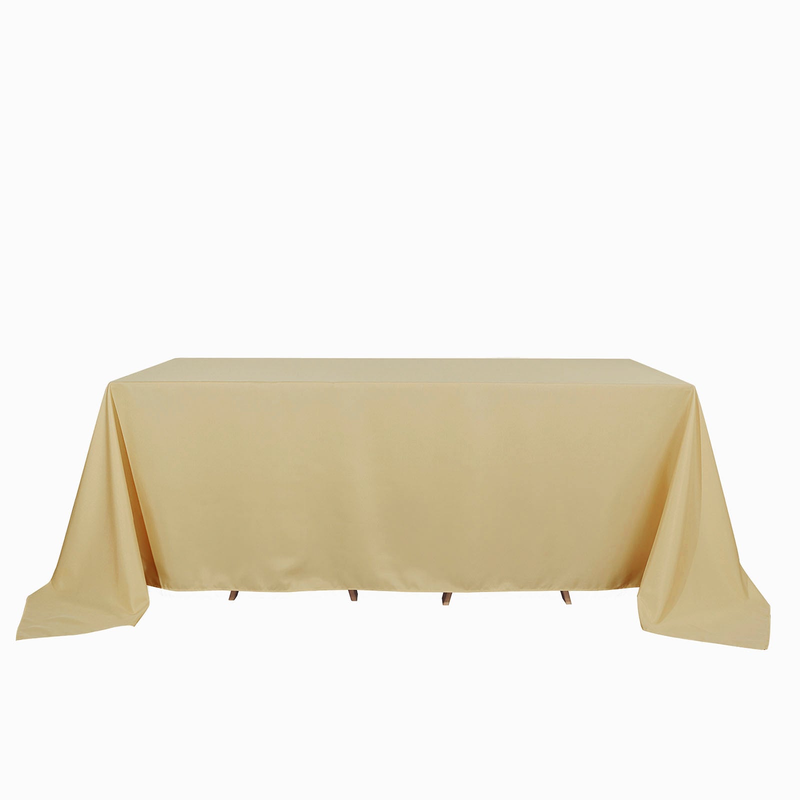 Champagne Rectangular Tablecloth 90 Inch x 132 Inch Polyester 