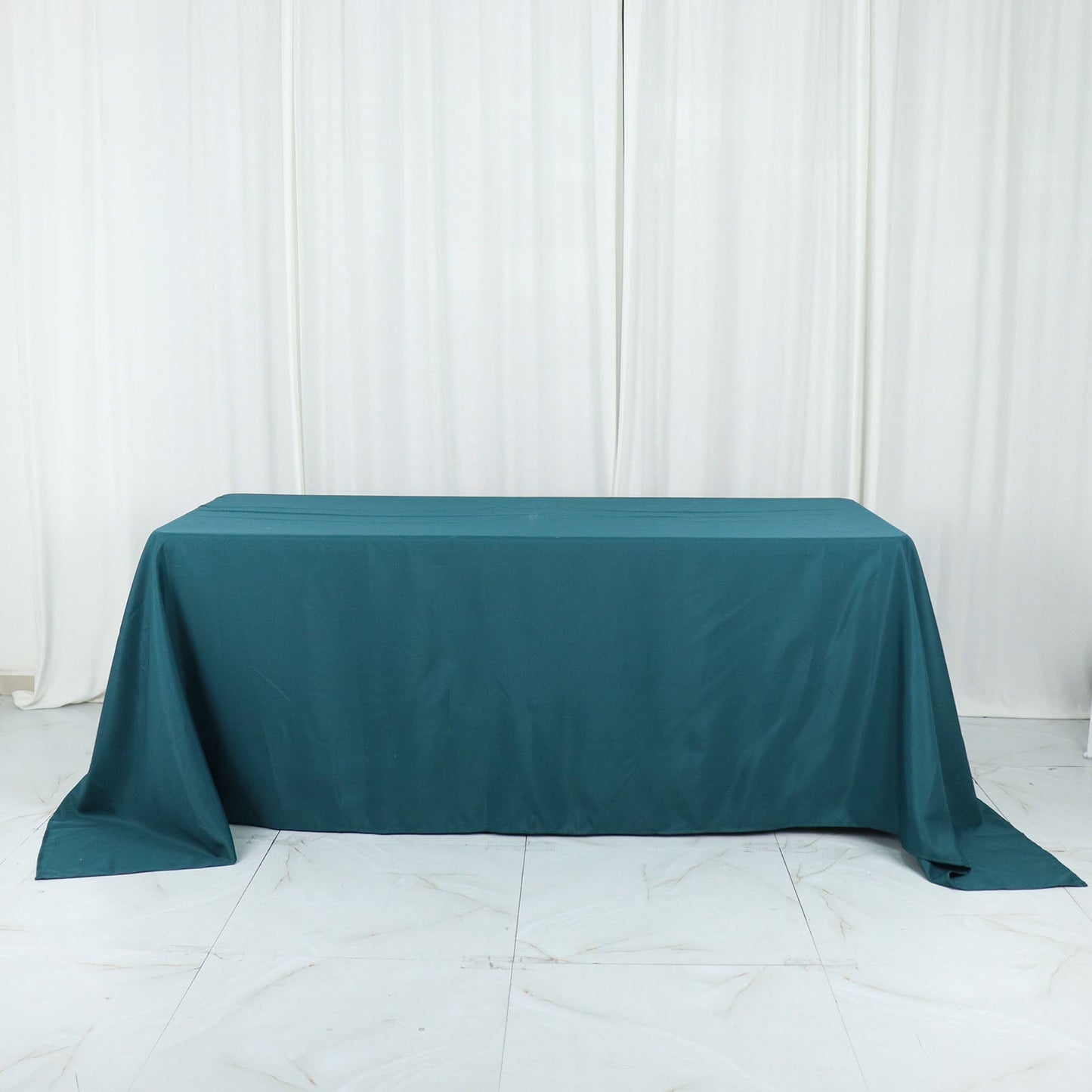 Peacock Teal 90x132 Inch Rectangular Tablecloth Polyester