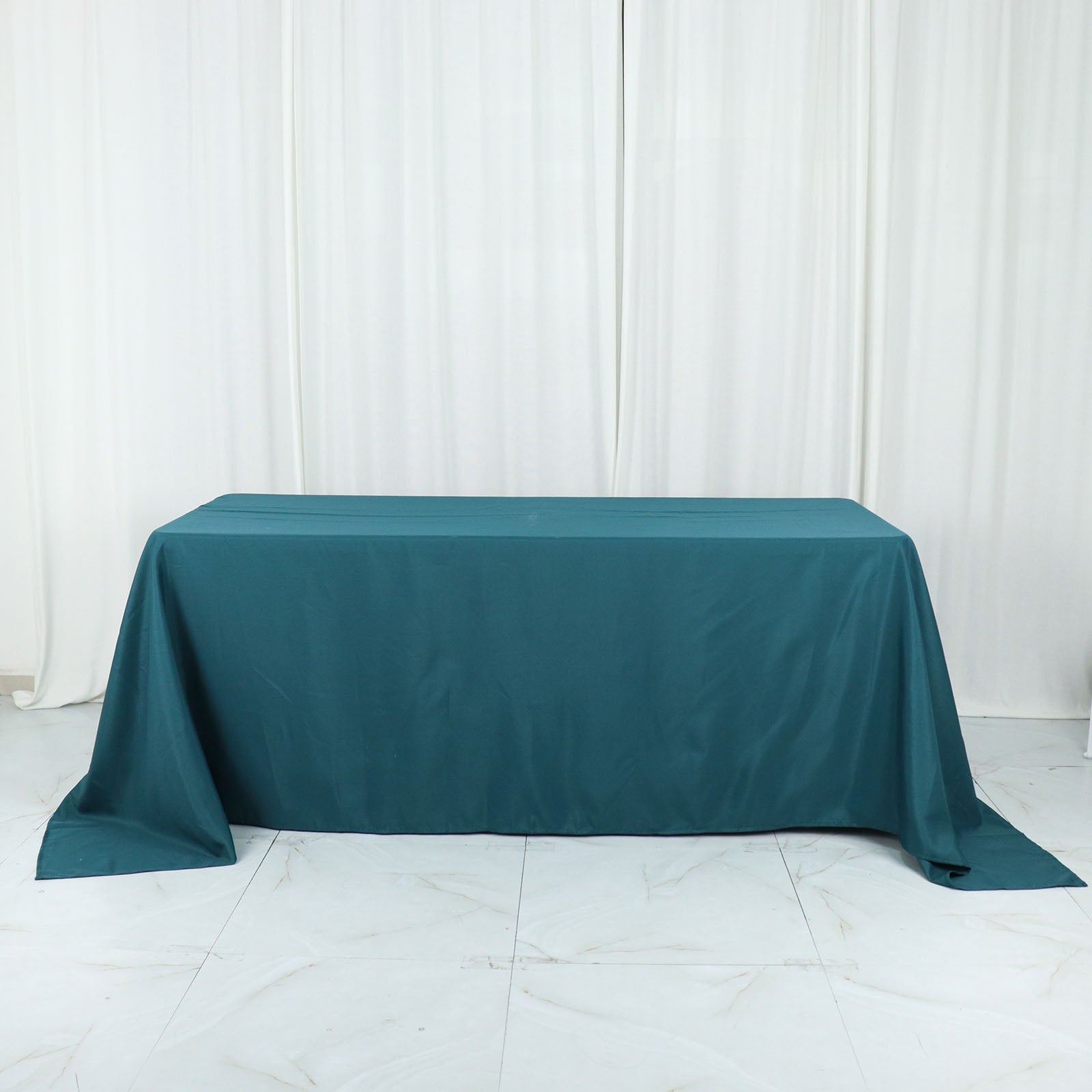 Peacock Teal 90x132 Inch Rectangular Tablecloth Polyester