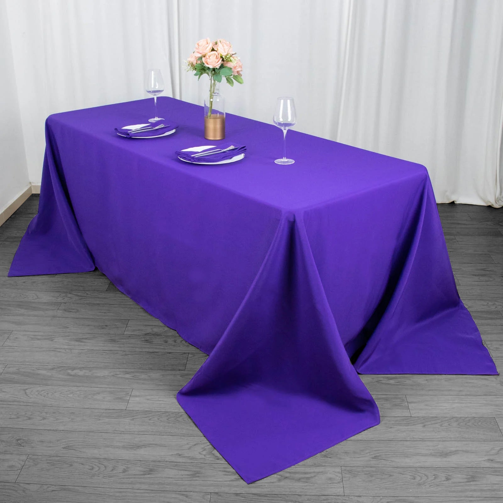 90x132inch Purple 200 GSM Seamless Premium Polyester Rectangular Tablecloth