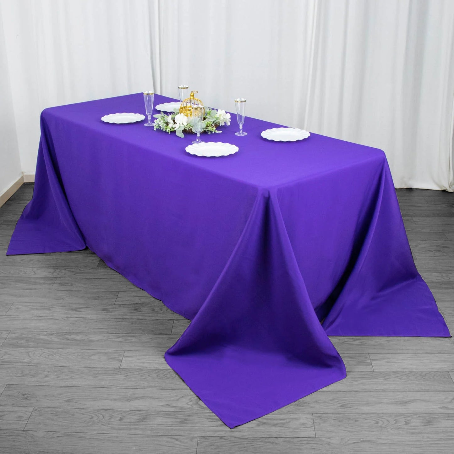 90"x132" Purple Seamless Premium Polyester Rectangular Tablecloth - 220GSM