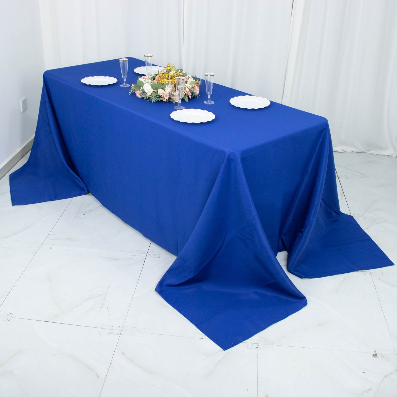 90x132inch Royal Blue 200 GSM Seamless Premium Polyester Rectangular Tablecloth