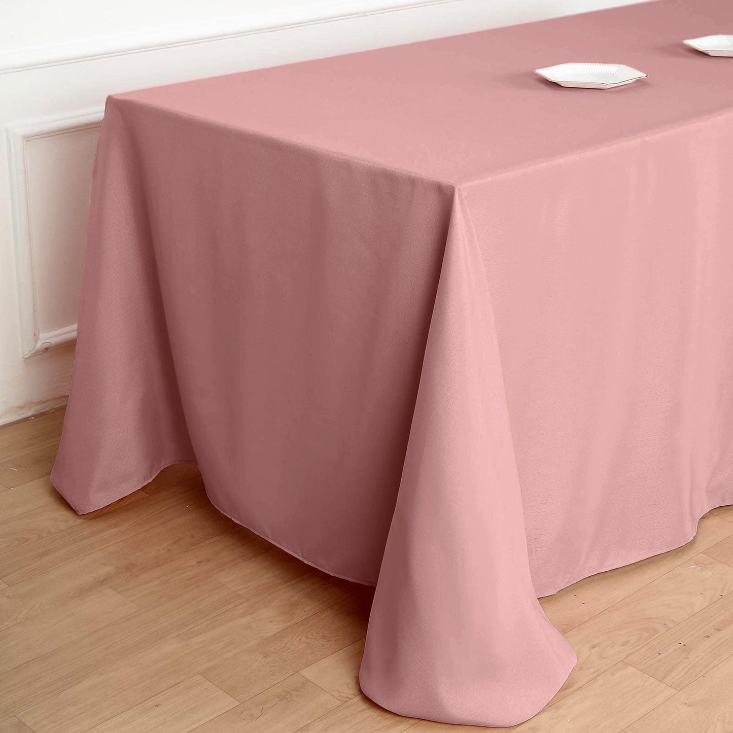 90"x156" Dusty Rose Polyester Rectangular Tablecloth
