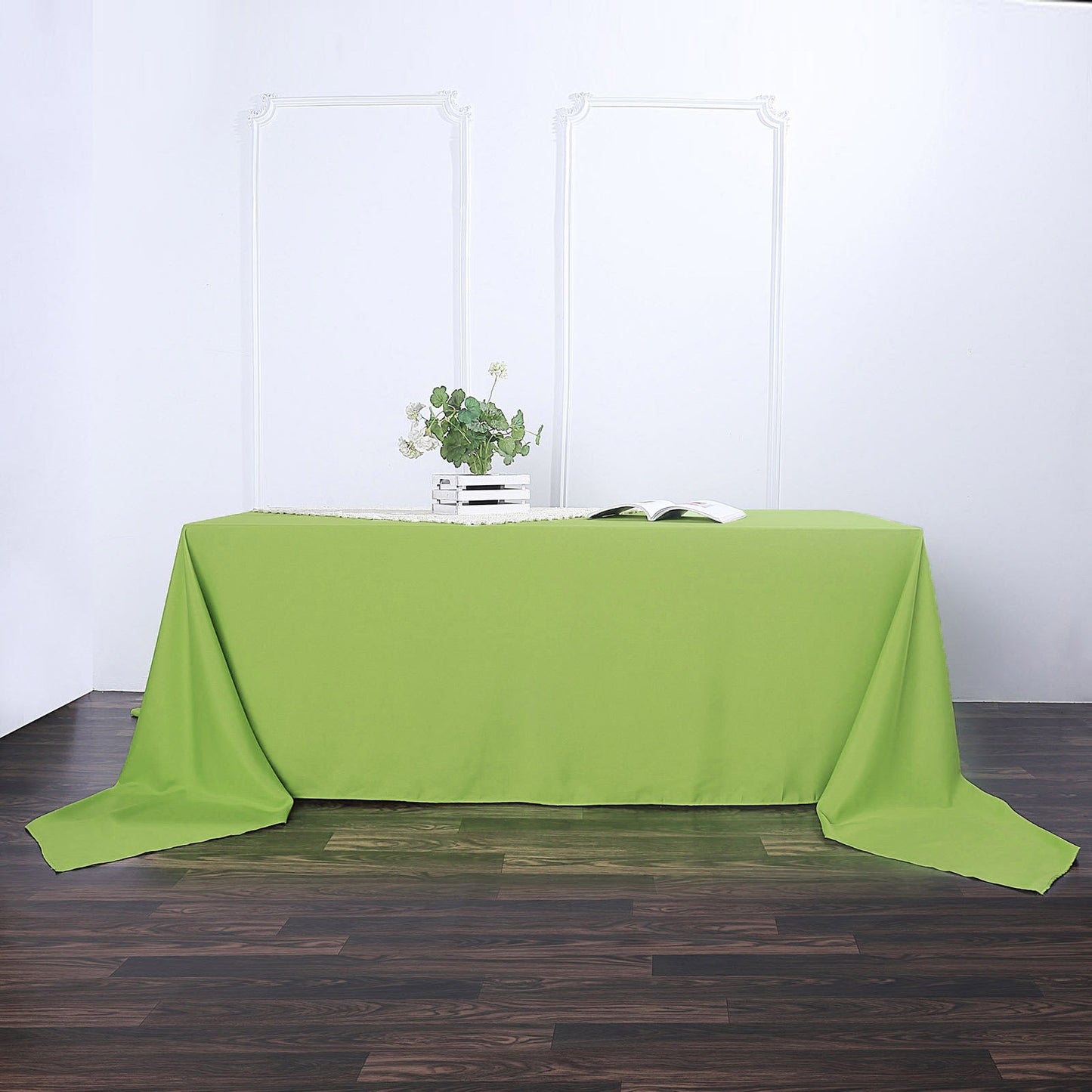 90"x156" Apple Green Seamless Polyester Rectangular Tablecloth