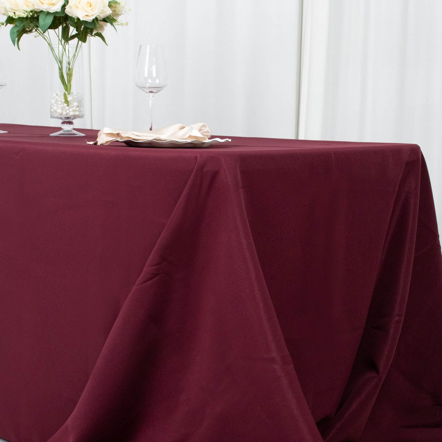 90x156inch Burgundy 200 GSM Seamless Premium Polyester Rectangular Tablecloth