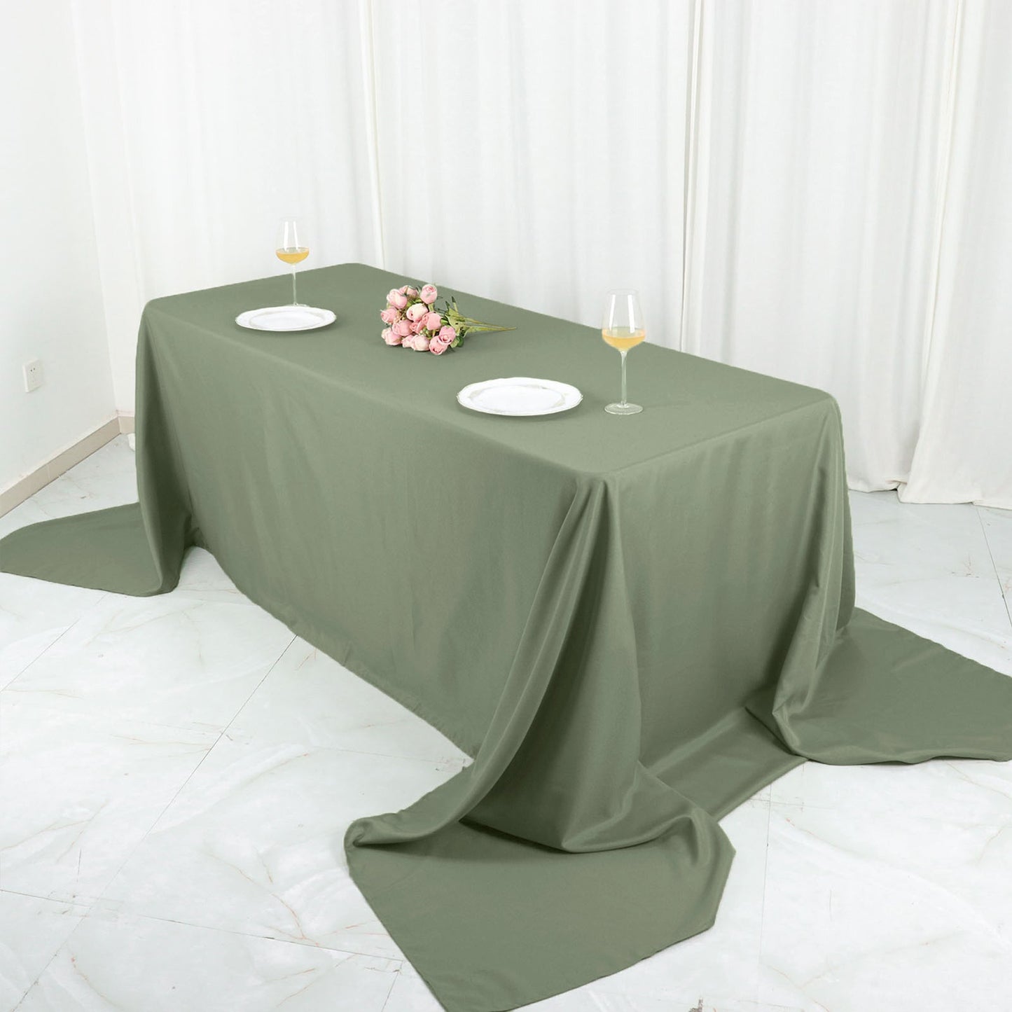 Rectangular Tablecloth 90x156 Inch Eucalyptus Sage Green Polyester