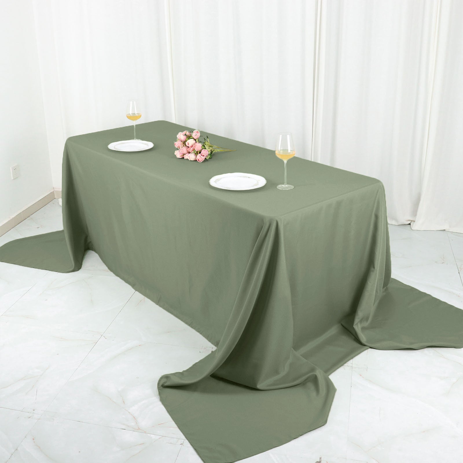 Rectangular Tablecloth 90x156 Inch Eucalyptus Sage Green Polyester