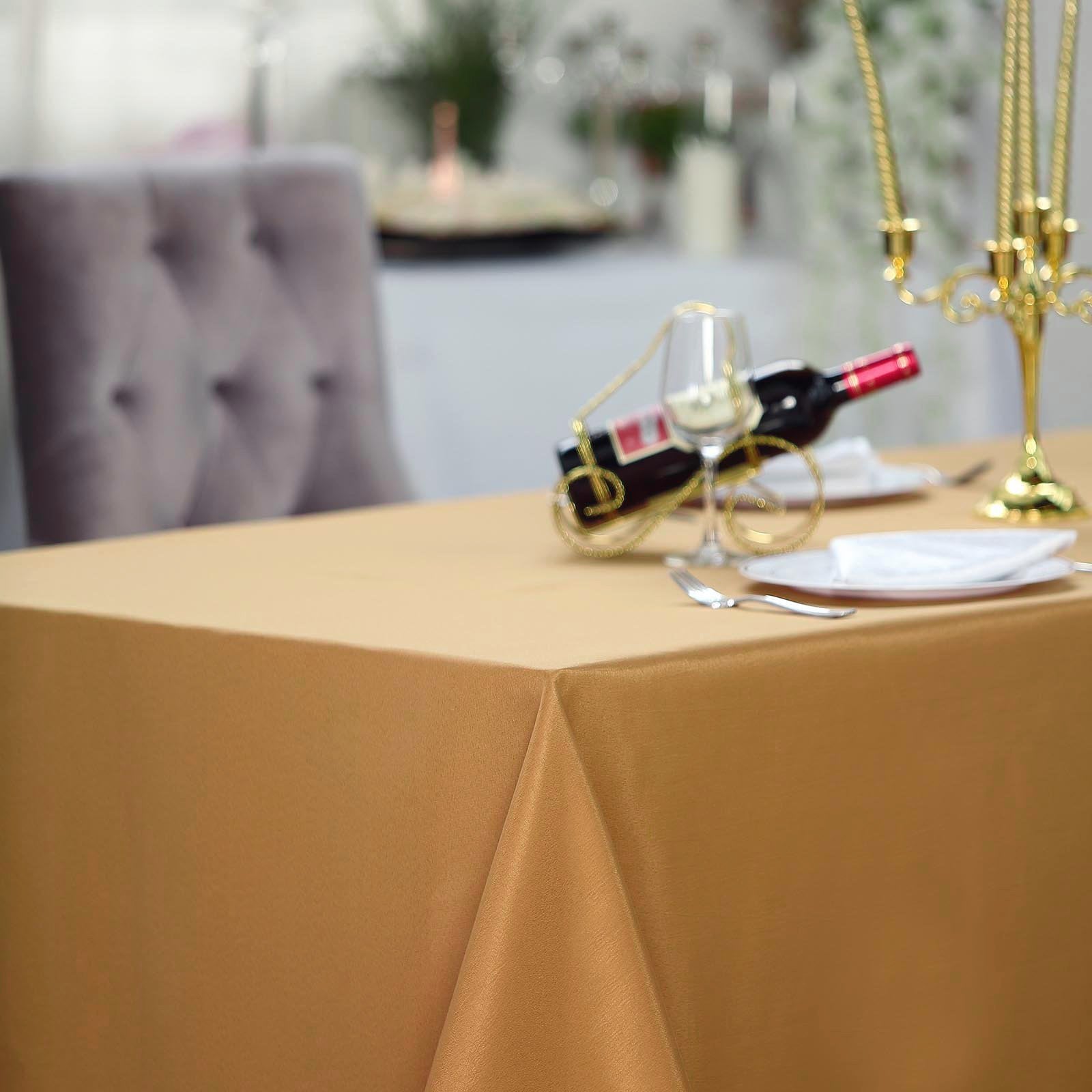90 x156 inches Gold Polyester Rectangular Tablecloth
