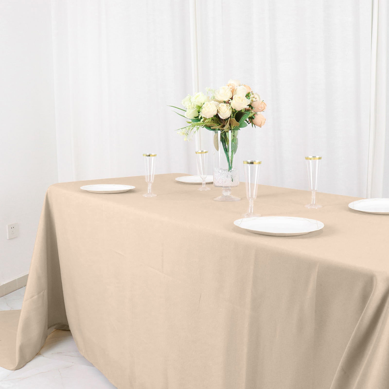 Polyester Nude Tablecloth 90x156 Inch Rectangular