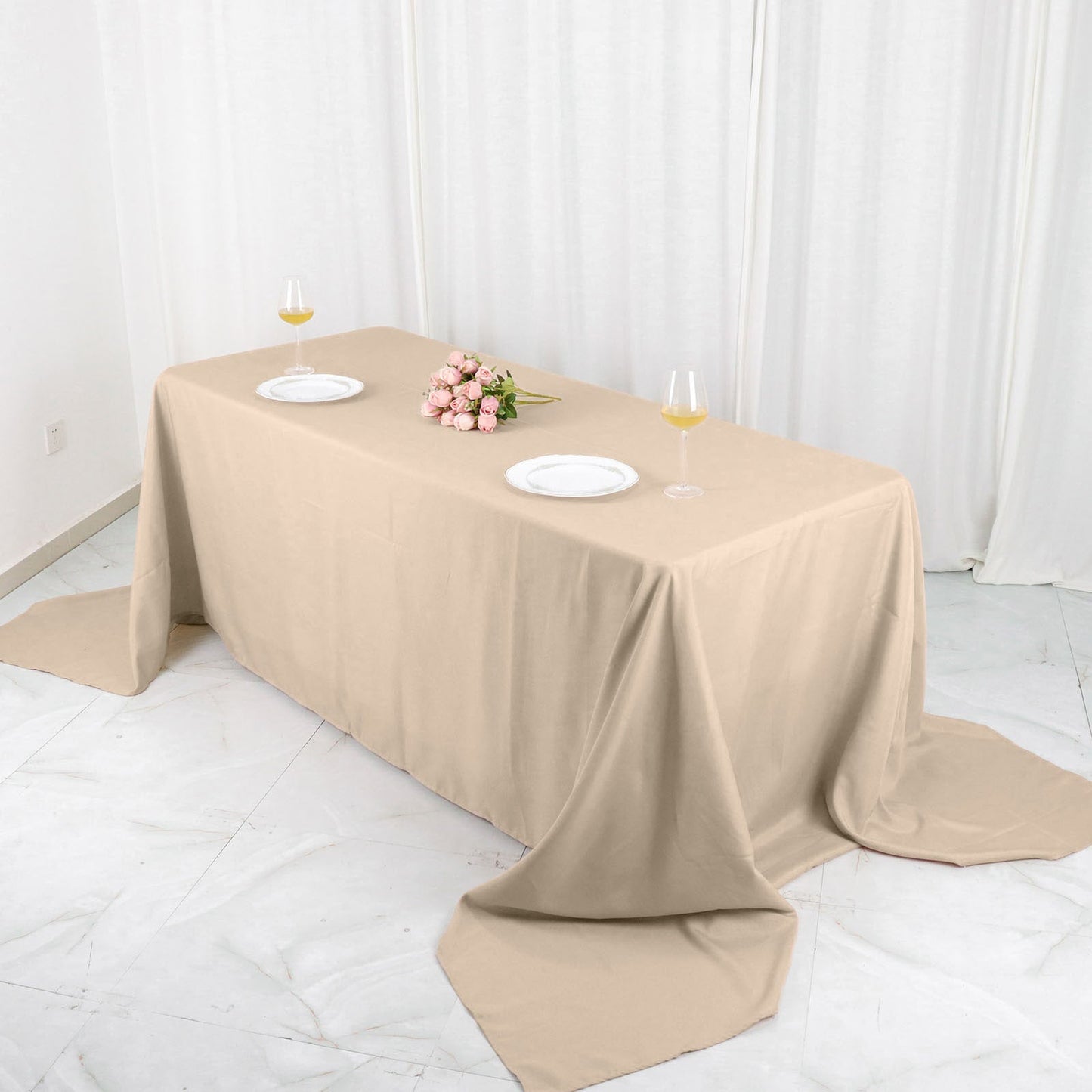 90x156 Inch Tablecloth Nude Polyester Rectangular