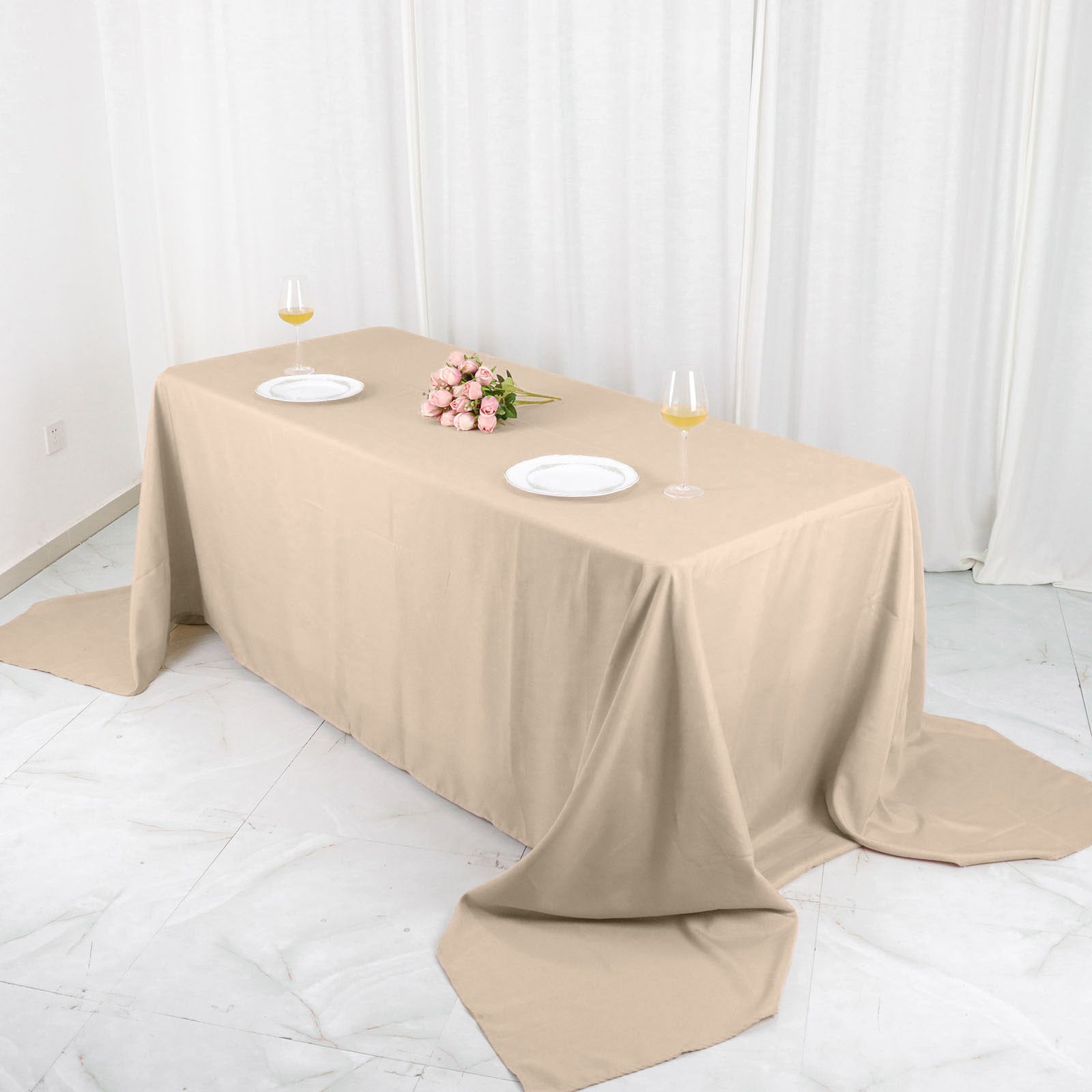 90x156 Inch Tablecloth Nude Polyester Rectangular
