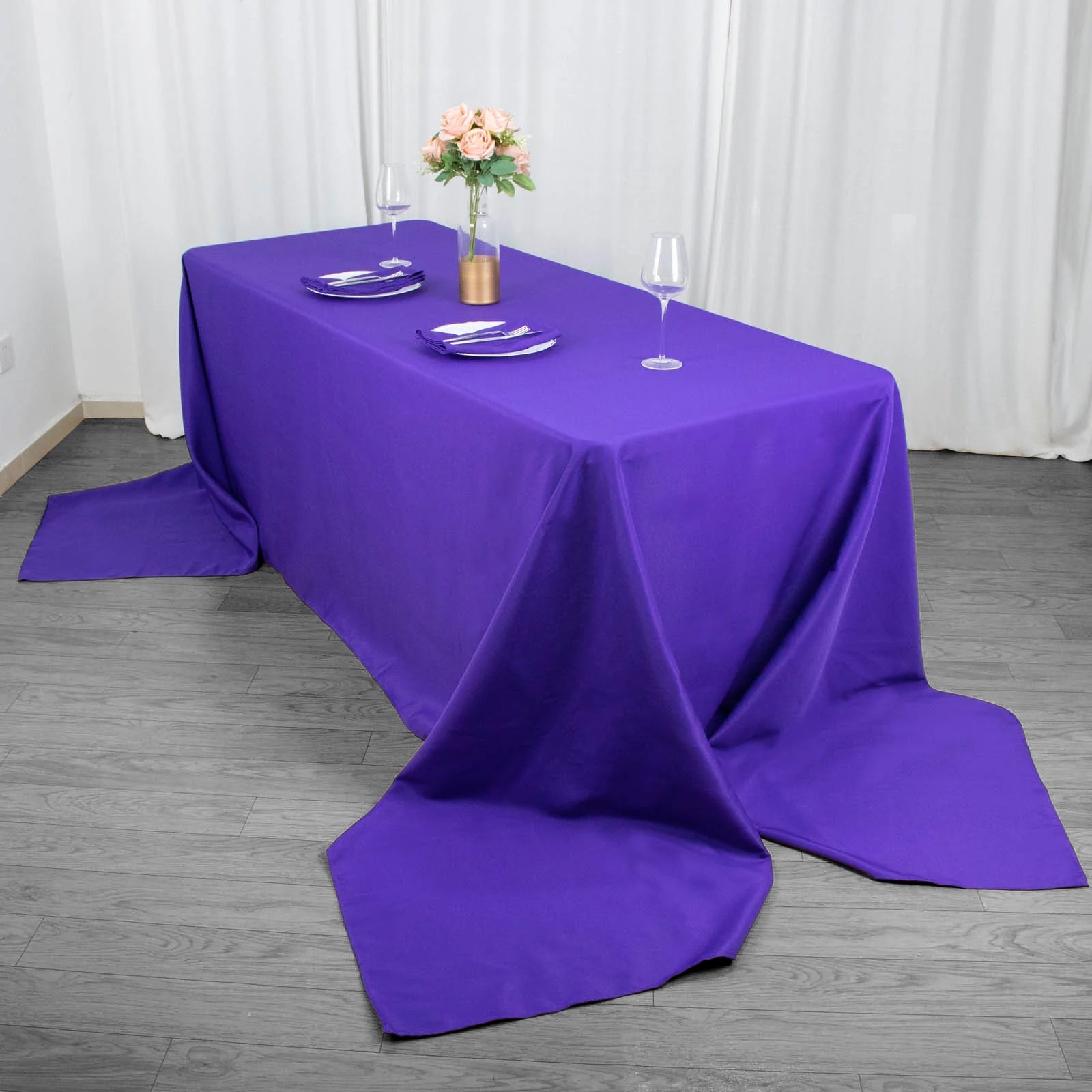 90x156inch Purple 200 GSM Seamless Premium Polyester Rectangular Tablecloth