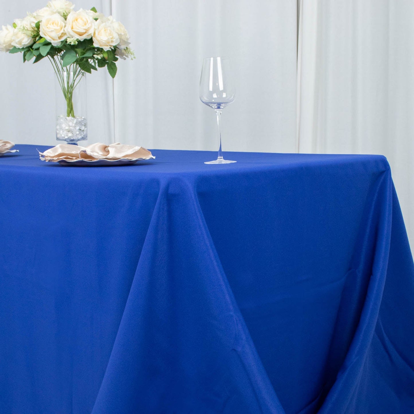 90x156inch Royal Blue 200 GSM Seamless Premium Polyester Rectangular Tablecloth