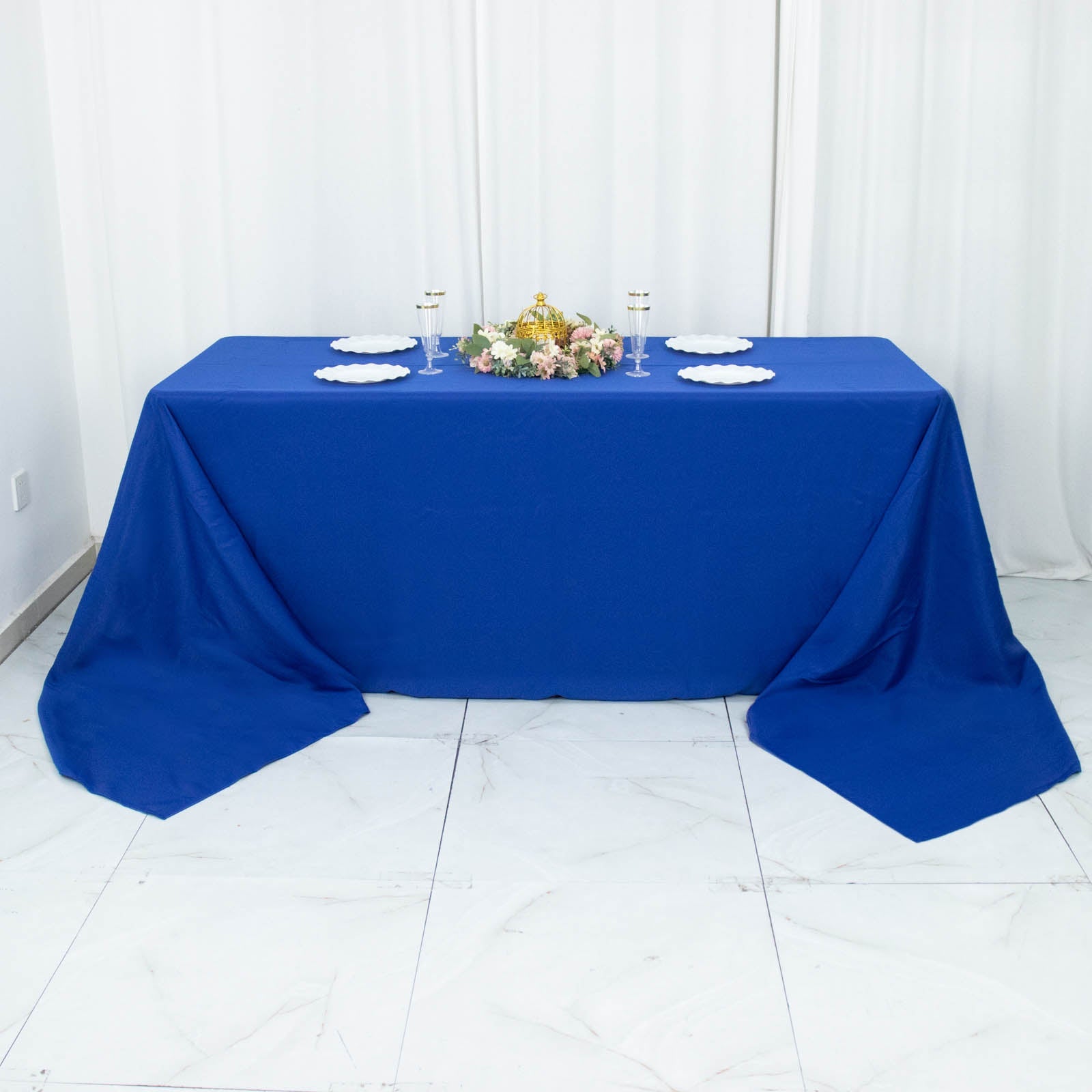 90x156inch Royal Blue 200 GSM Seamless Premium Polyester Rectangular Tablecloth