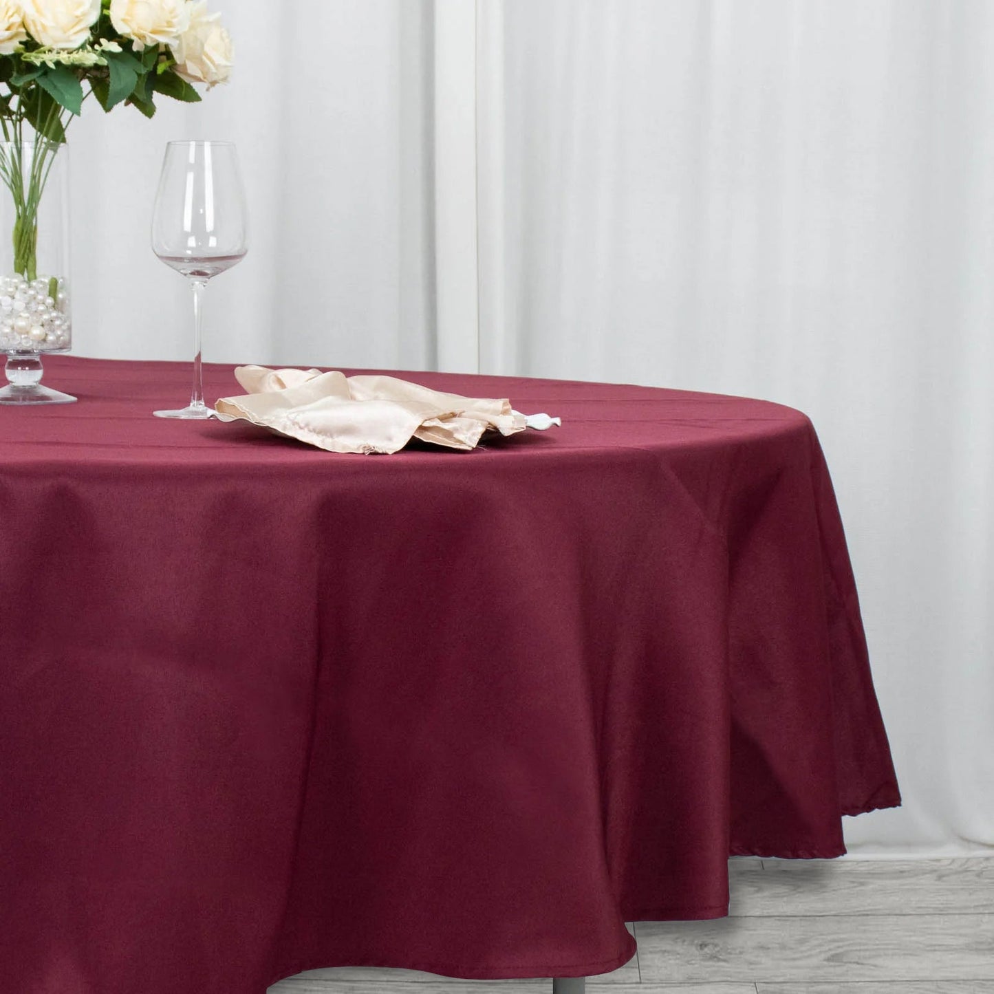90inch Burgundy 200 GSM Seamless Premium Polyester Round Tablecloth