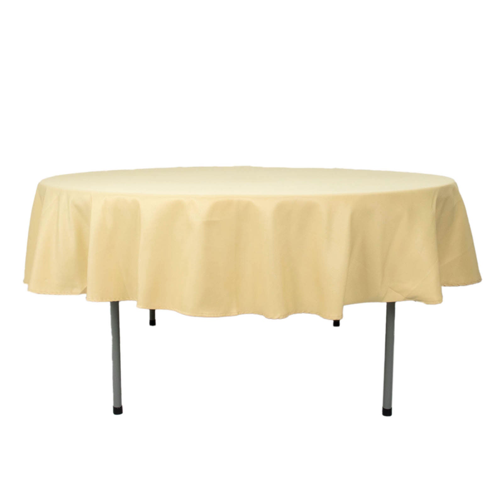 90inch Champagne 200 GSM Seamless Premium Polyester Round Tablecloth