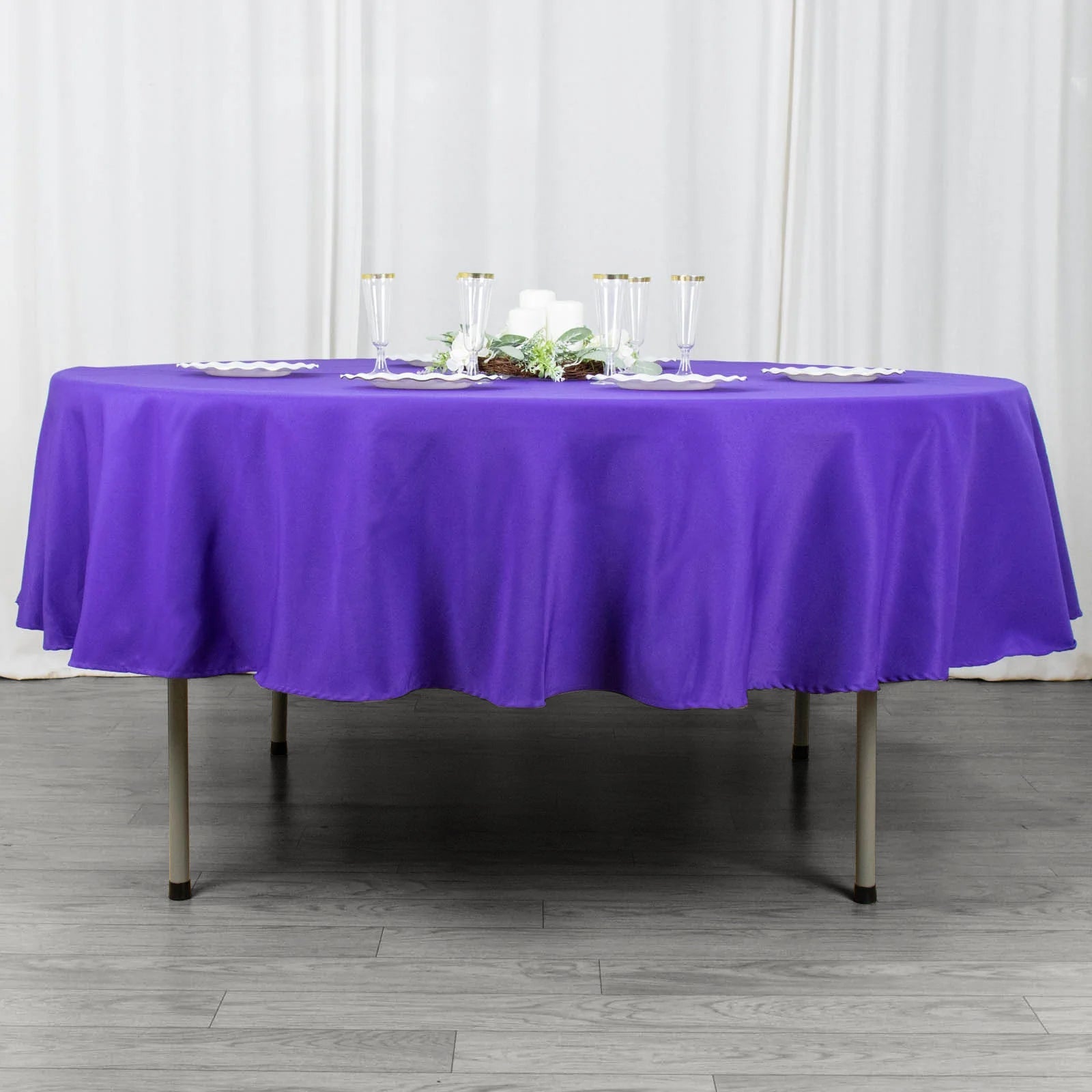 90inch Purple 200 GSM Seamless Premium Polyester Round Tablecloth