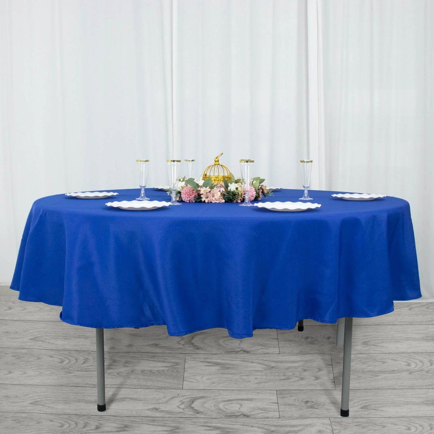 90inch Royal Blue 200 GSM Seamless Premium Polyester Round Tablecloth