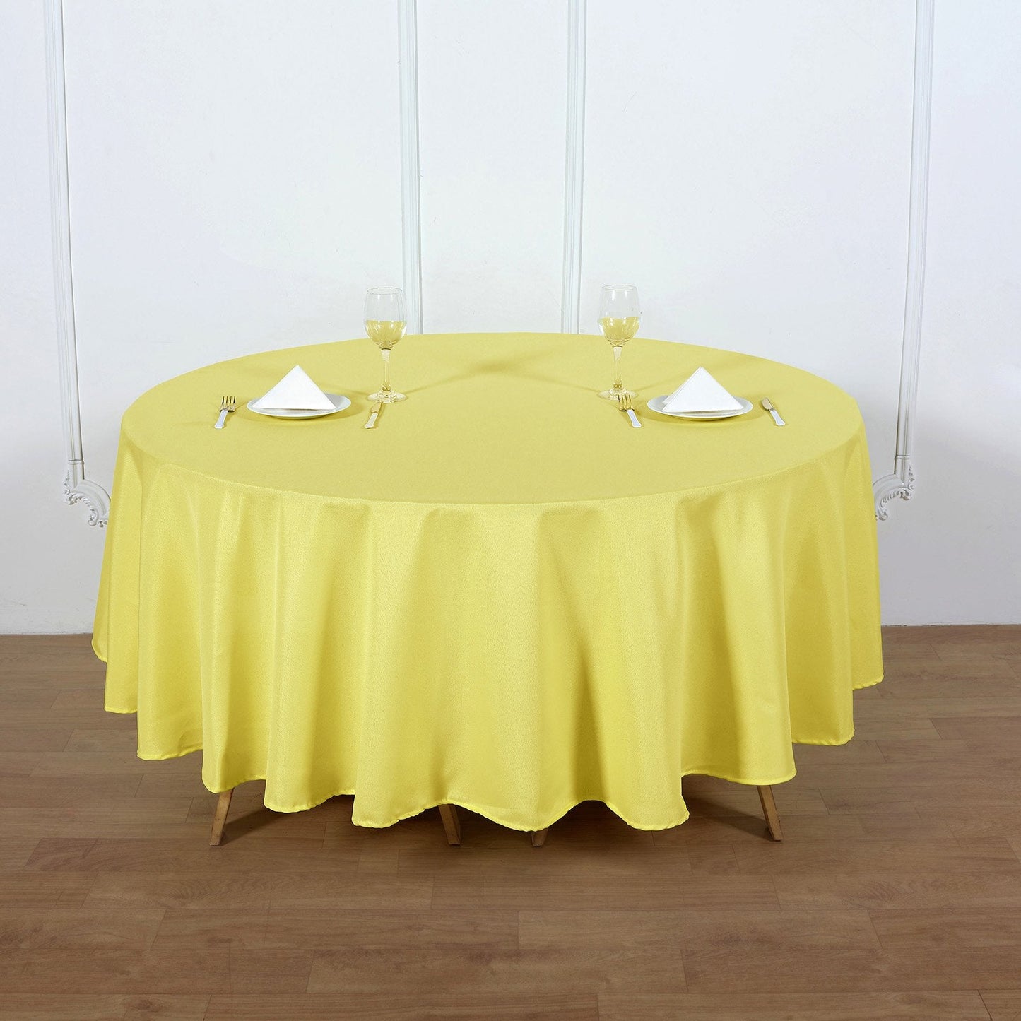 90" Yellow Polyester Round Tablecloth