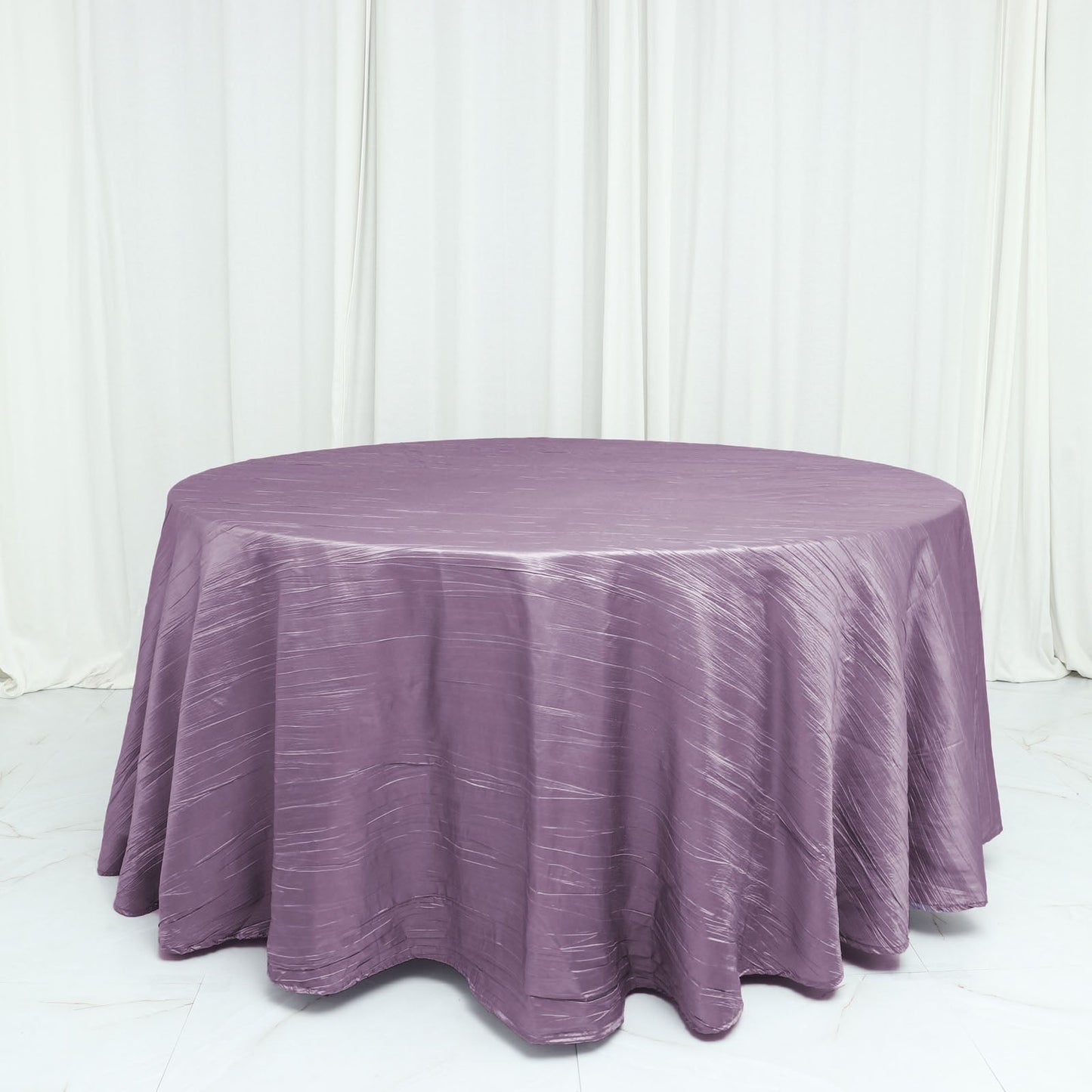 120" Violet Amethyst Seamless Accordion Crinkle Taffeta Round Tablecloth