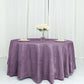 Accordion Crinkle Taffeta Round Tablecloth in Violet Amethyst Color 120 Inch