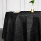 Black Accordion Crinkle Taffeta Fabric Round Tablecloth 120 Inch