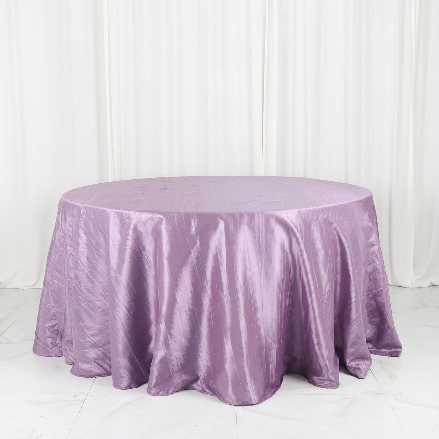 132 Inch Tablecloth In Violet Amethyst Accordion Crinkle Taffeta
