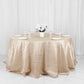 132" Beige Accordion Crinkle Taffeta Seamless Round Tablecloth