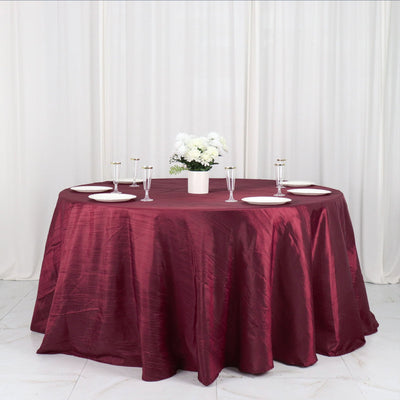 Elegant Design of the Burgundy Crinkle Taffeta Tablecloth