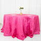 132" Fuchsia Accordion Crinkle Taffeta Seamless Round Tablecloth