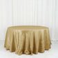 132 Inch Gold Round Tablecloth  Crinkle Taffeta