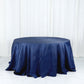 Navy Blue Seamless Round Tablecloth Accordion Crinkle Taffeta 132 Inches