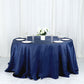 132" Navy Blue Accordion Crinkle Taffeta Seamless Round Tablecloth